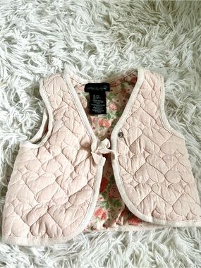 Cynthia Rowley Pink Quilted Vest with Strawberry Print Lining